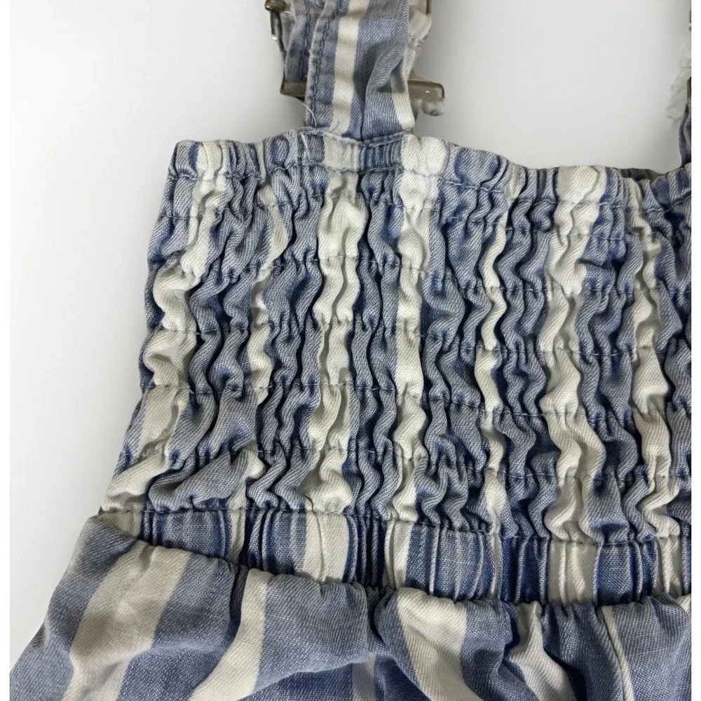 Tractr Striped Wide Leg Jumpsuit Girls 10 Blue White Smock Coastal Cowgirl Boho